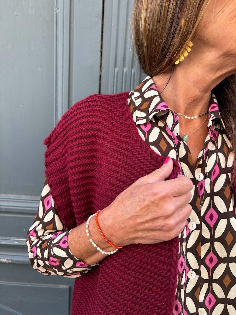Gilet sans manches en crochet bordeaux April Vintage