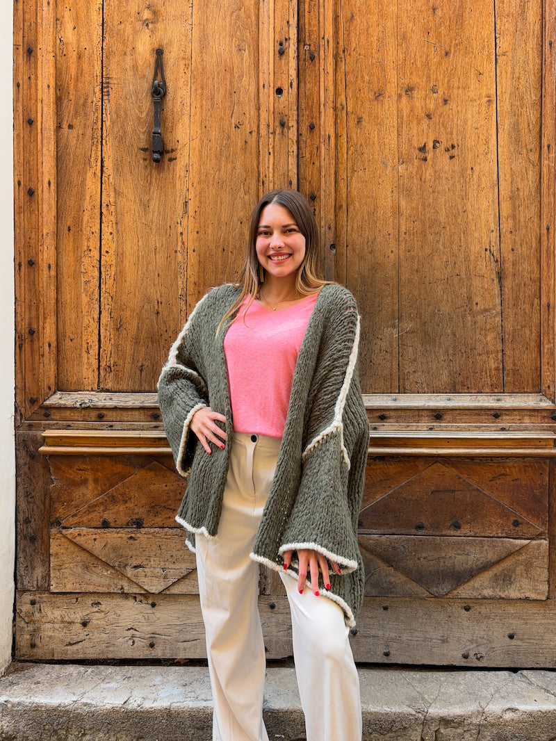 Gilet oversize en maille kaki April vintage