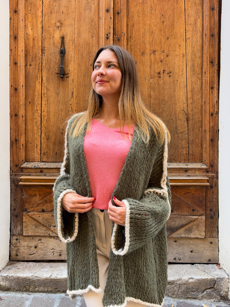 Gilet oversize en maille kaki April vintage