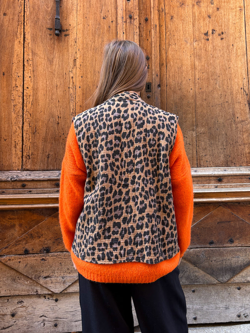 Gilet femme sans manches imprimé léopard - April Vintage