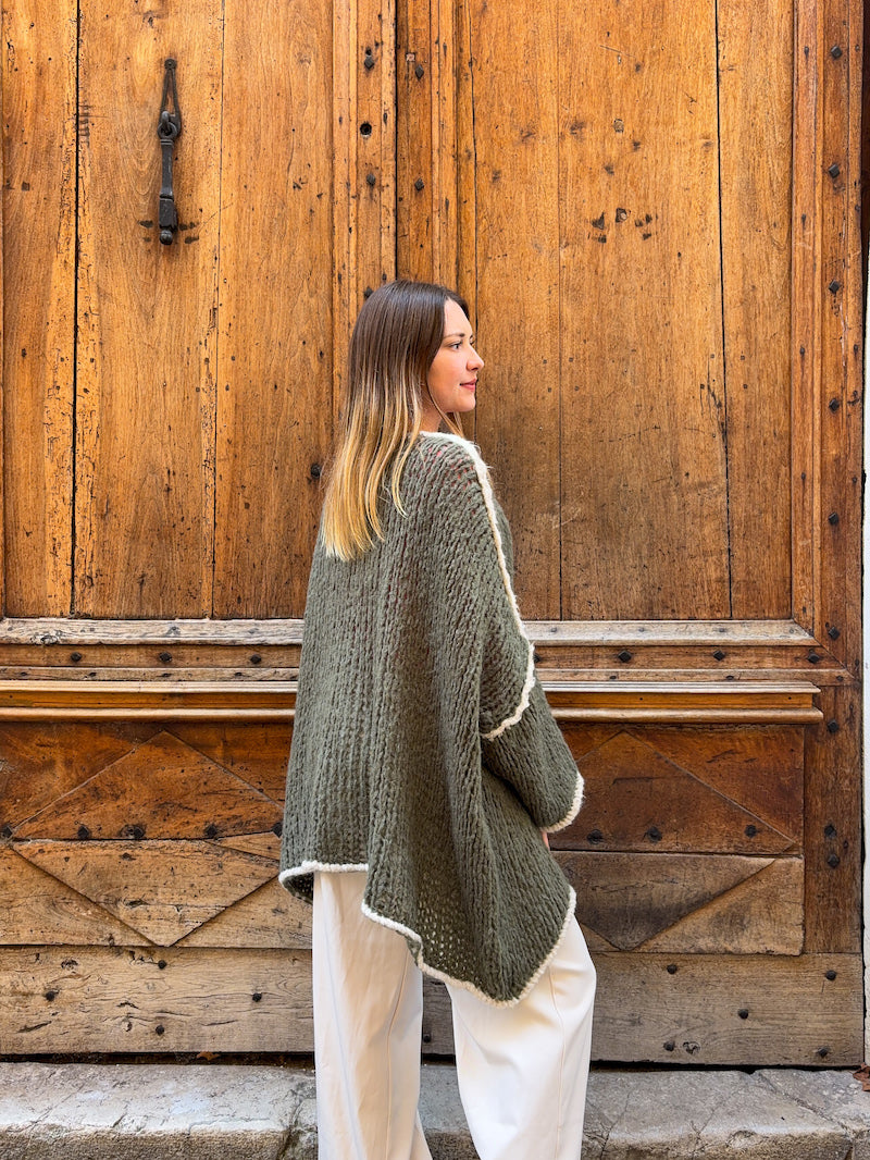 Gilet oversize en maille kaki April vintage