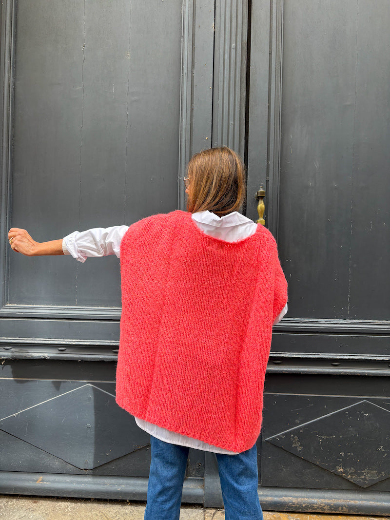 Gilet sans manches oversize en maille rose fuchsia Banditas from Marseille - Paloma