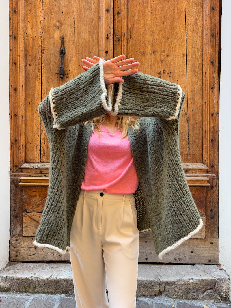 Gilet oversize en maille kaki April vintage