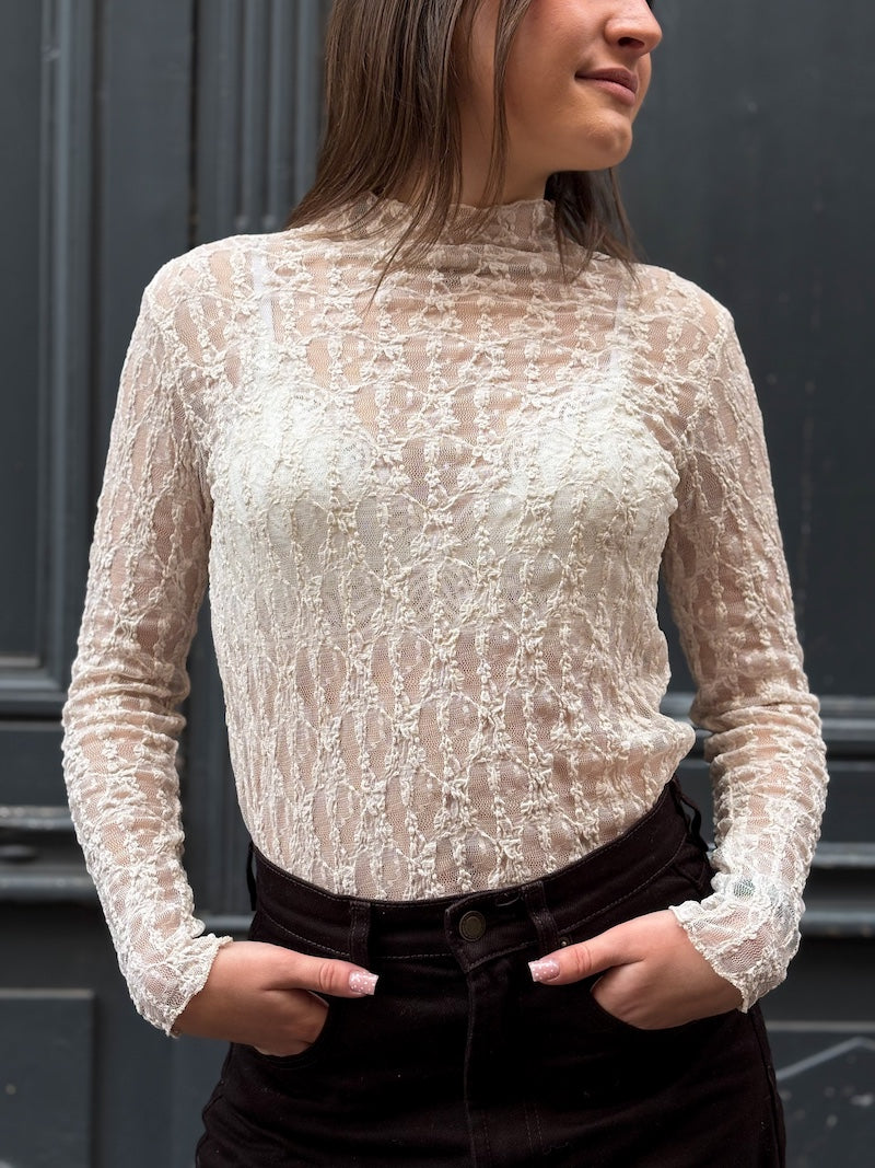 Top manches longue en dentelle