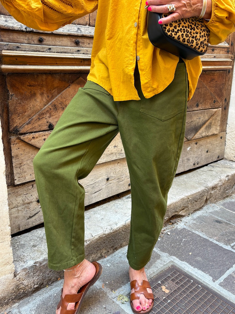 tenue mi saison pantalon ballon ou pantalon barrel tendance pour femme