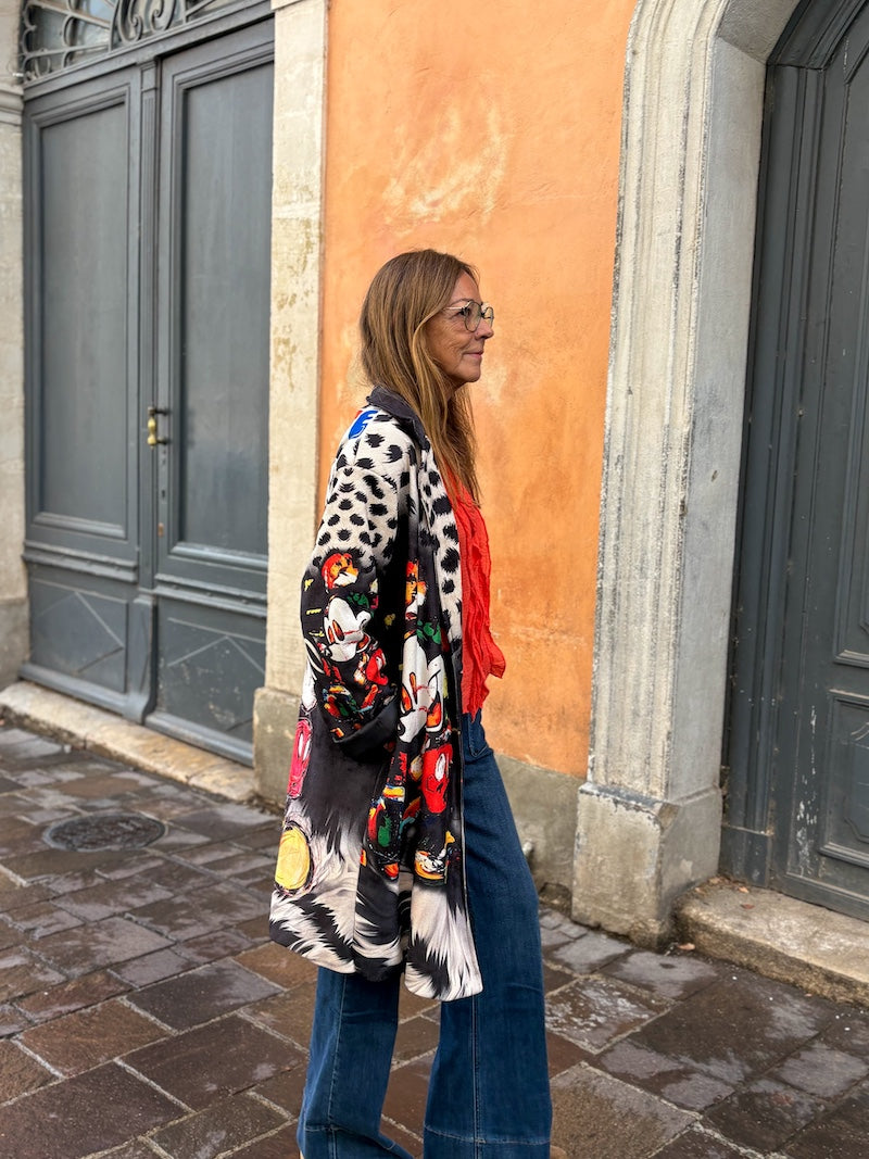 Manteau long pop art Mickey – tendance et rock