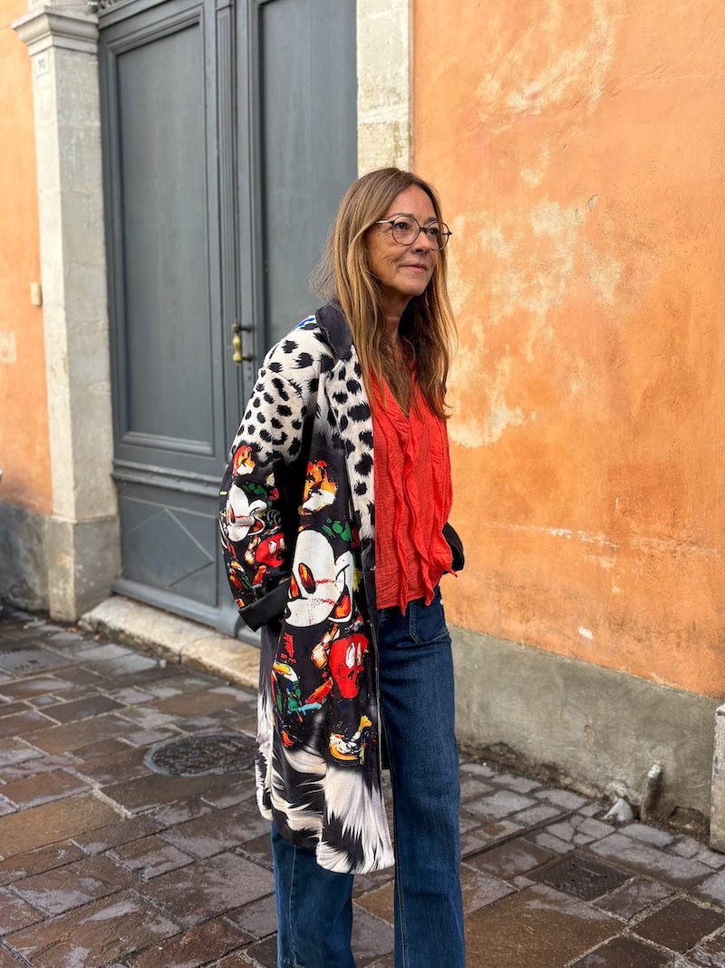 Manteau long pop art Mickey – tendance et rock