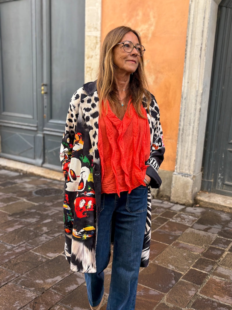 Manteau long pop art Mickey – tendance et rock