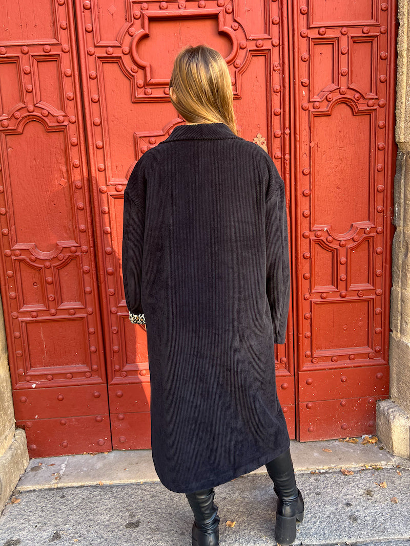 manteau noir long pour femme