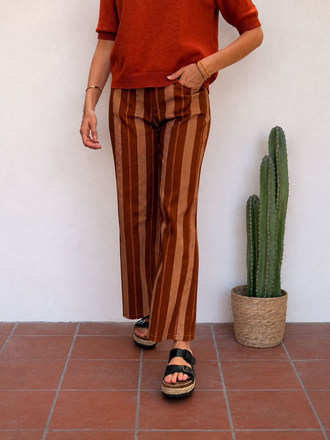 pantalon rayé tendance pour femme