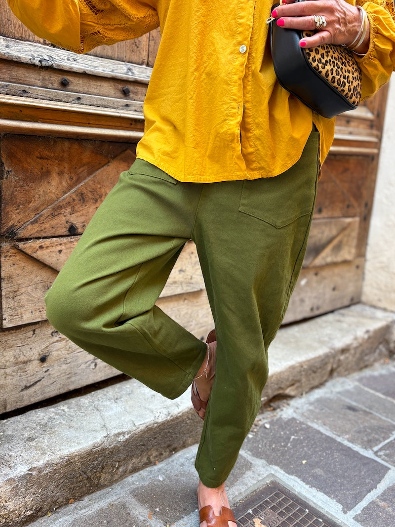 pantalon barrel poche plate tendance