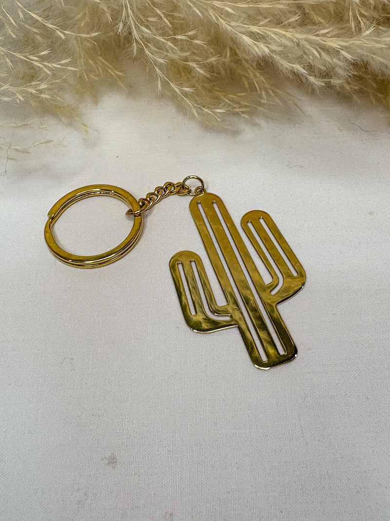 Porte-clés Cactus doré en acier