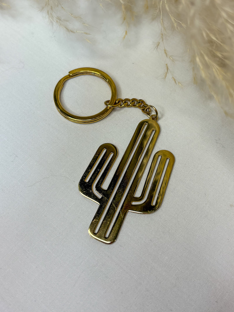 Porte-clés Cactus doré en acier