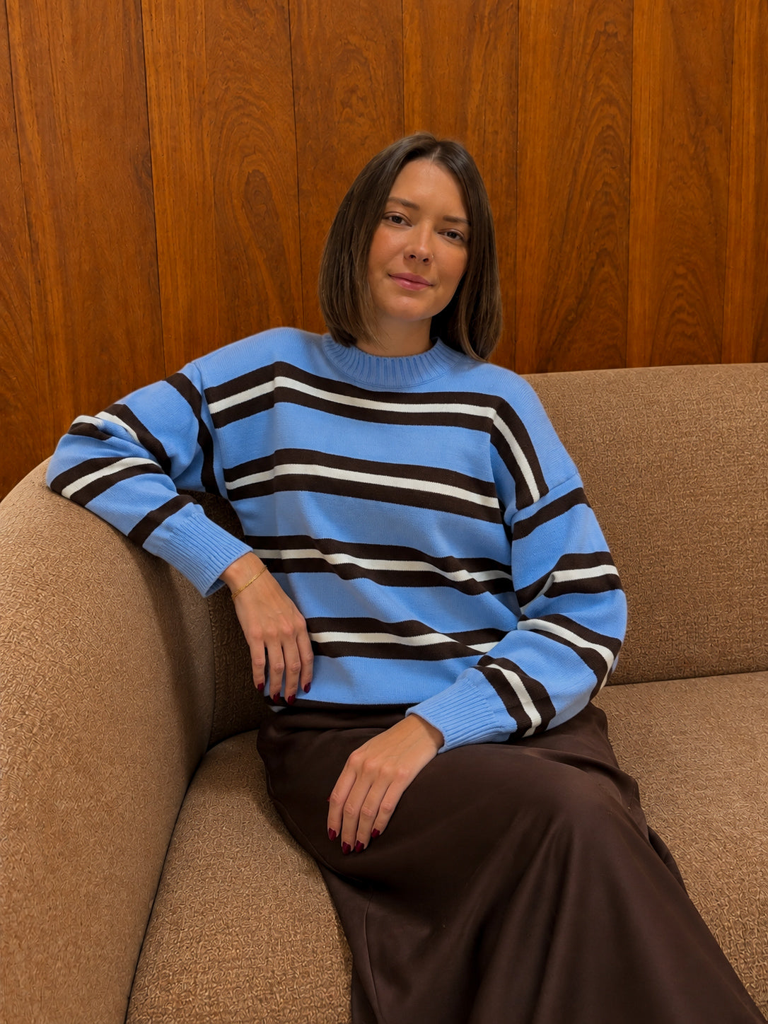pull en maille col rond tendance pour femme