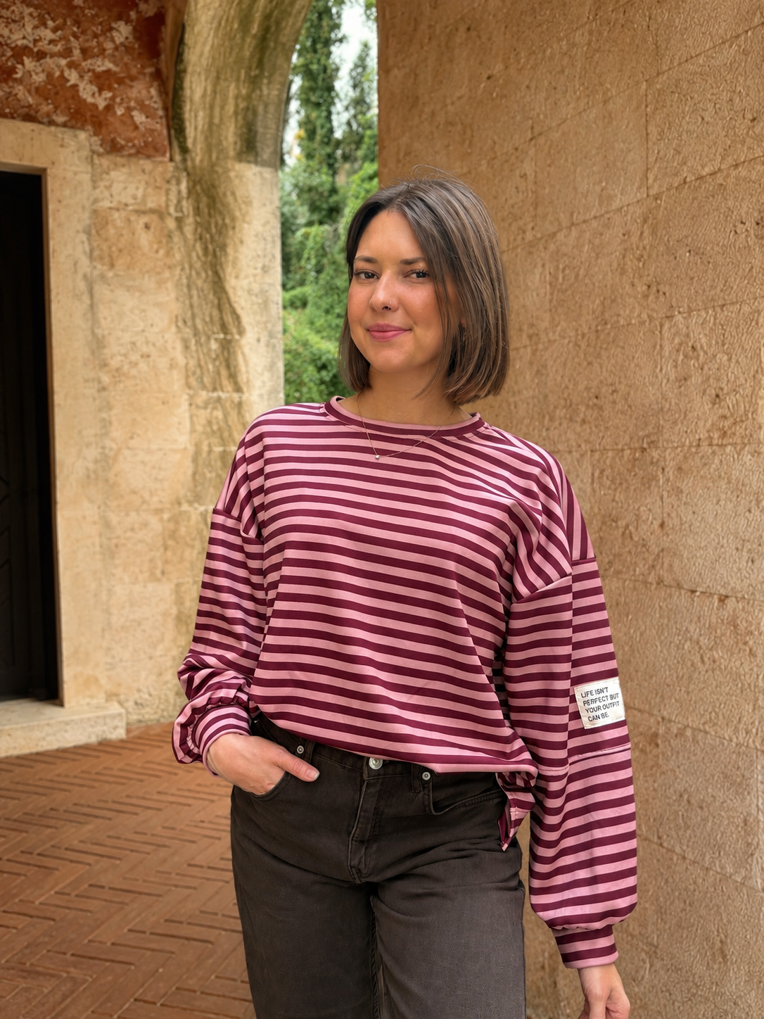 sweat à rayures tendance pour femme mi-saison automne