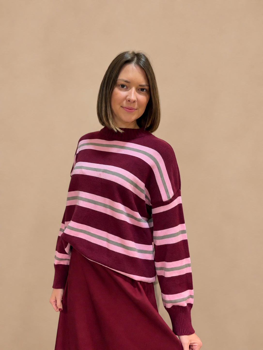 pull en maille à rayures pour femme