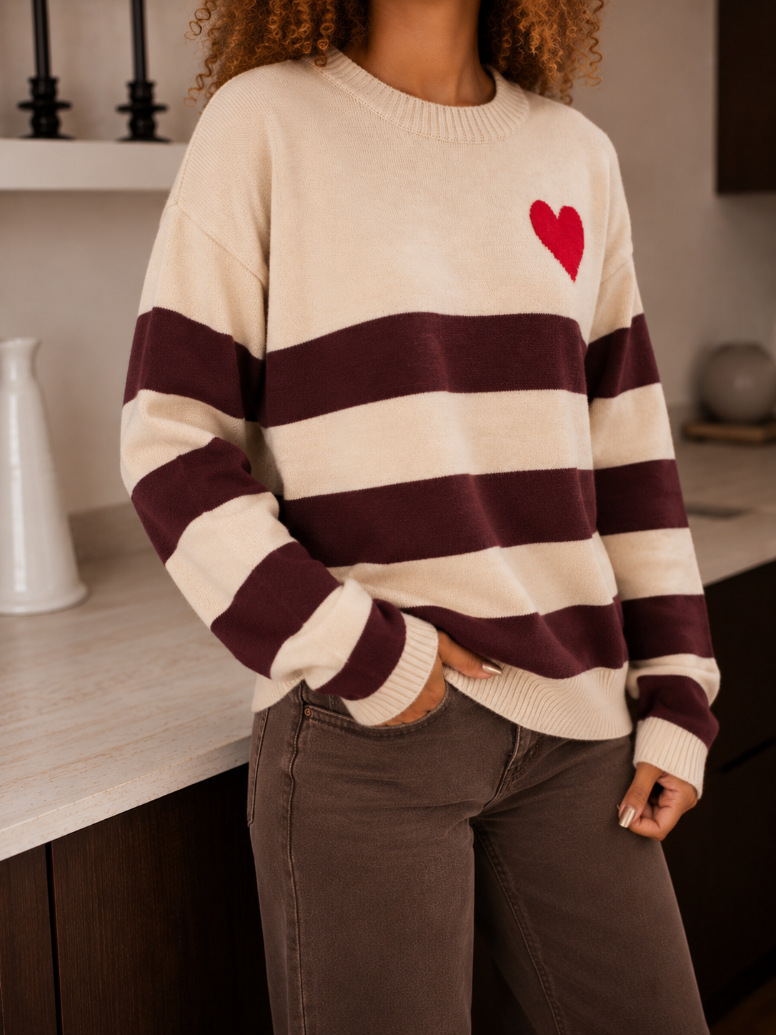 pull a rayures bordeaux tendance