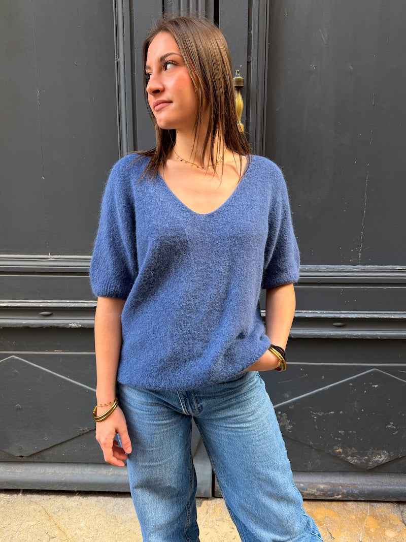 Pull à manches courtes en bébé alpaga