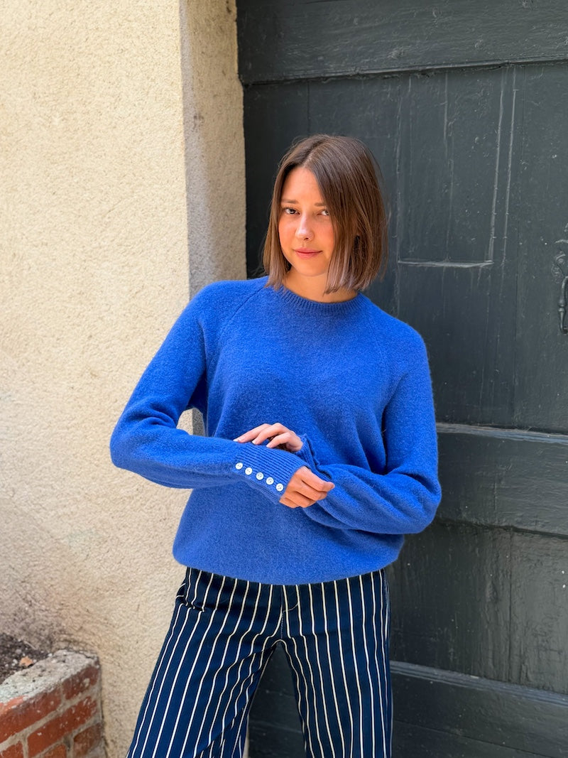pull bleu roi en laine pour femme mi saison automne