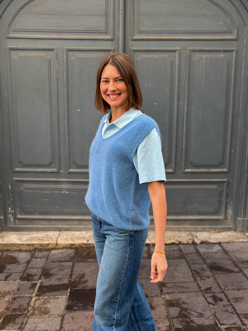 Pull sans manches en laine tendance pour femme
