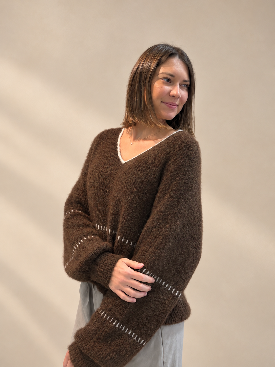 Pull oversize bohème en maille