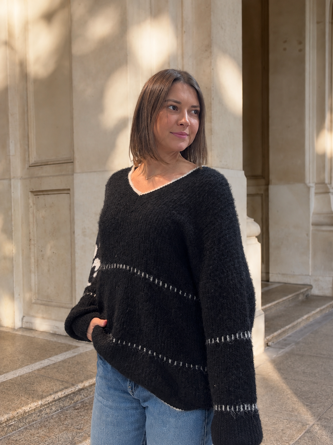 Pull oversize bohème en maille