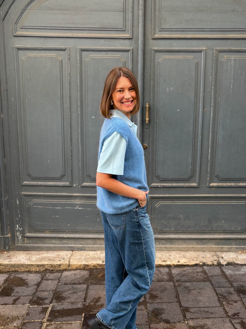 Pull sans manches en laine tendance pour femme