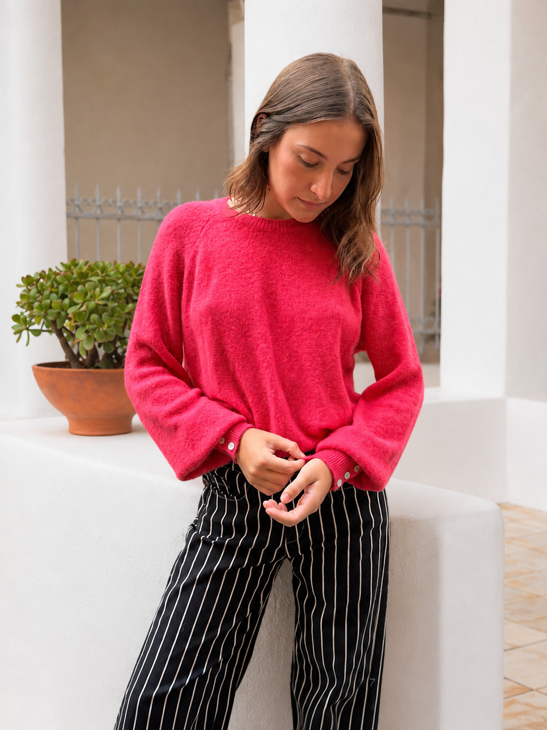 pull col rond tendance en laine pour femme
