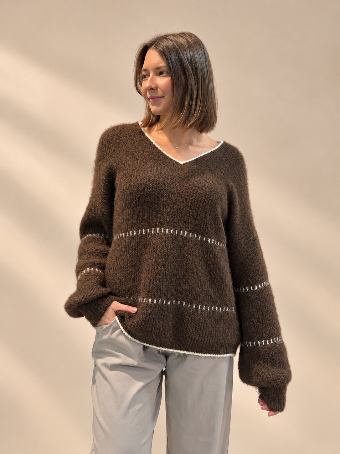 Pull oversize bohème en maille