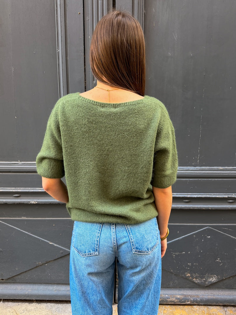 Pull à manches courtes en bébé alpaga