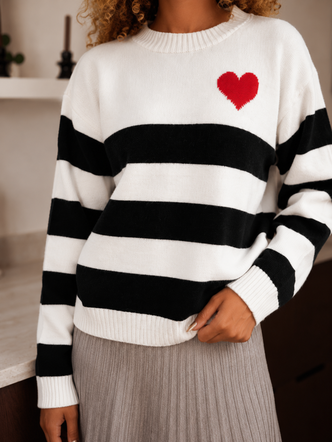 pull tendance rayé noir et blanc