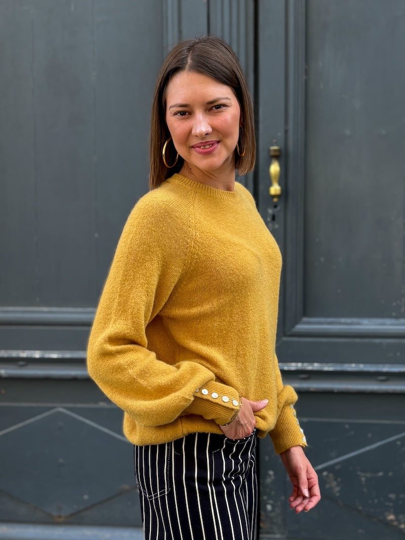 pull en laine jaune moutarde tendance pour femme