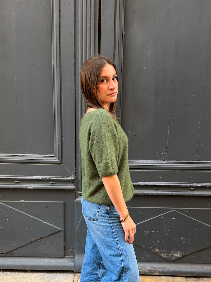 Pull à manches courtes en bébé alpaga