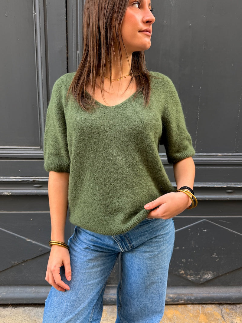 Pull à manches courtes en bébé alpaga