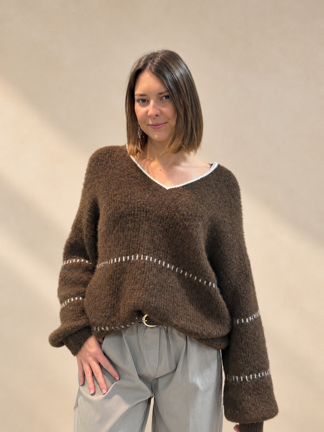Pull oversize bohème en maille