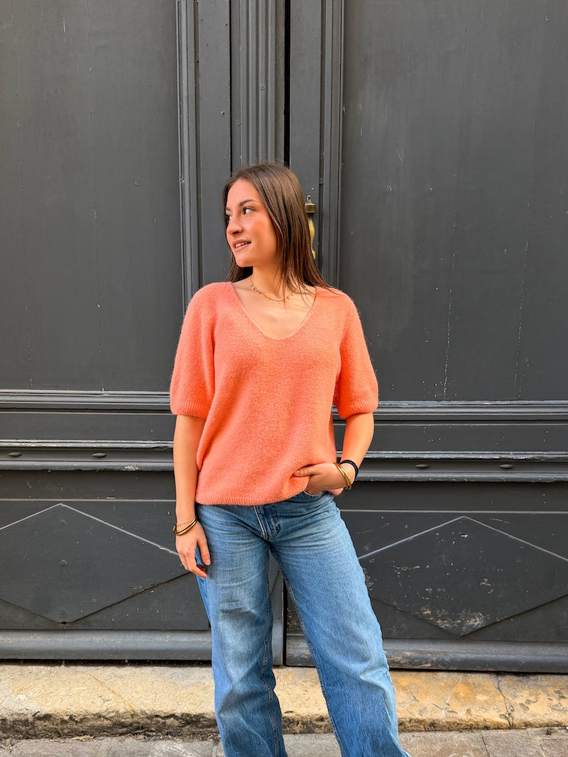 Pull à manches courtes en bébé alpaga