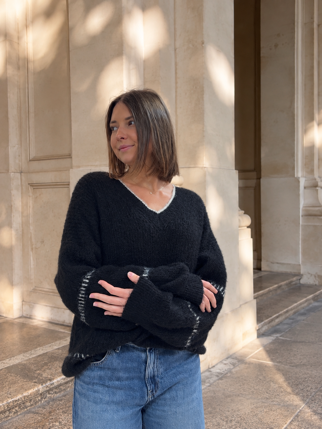 Pull oversize bohème en maille