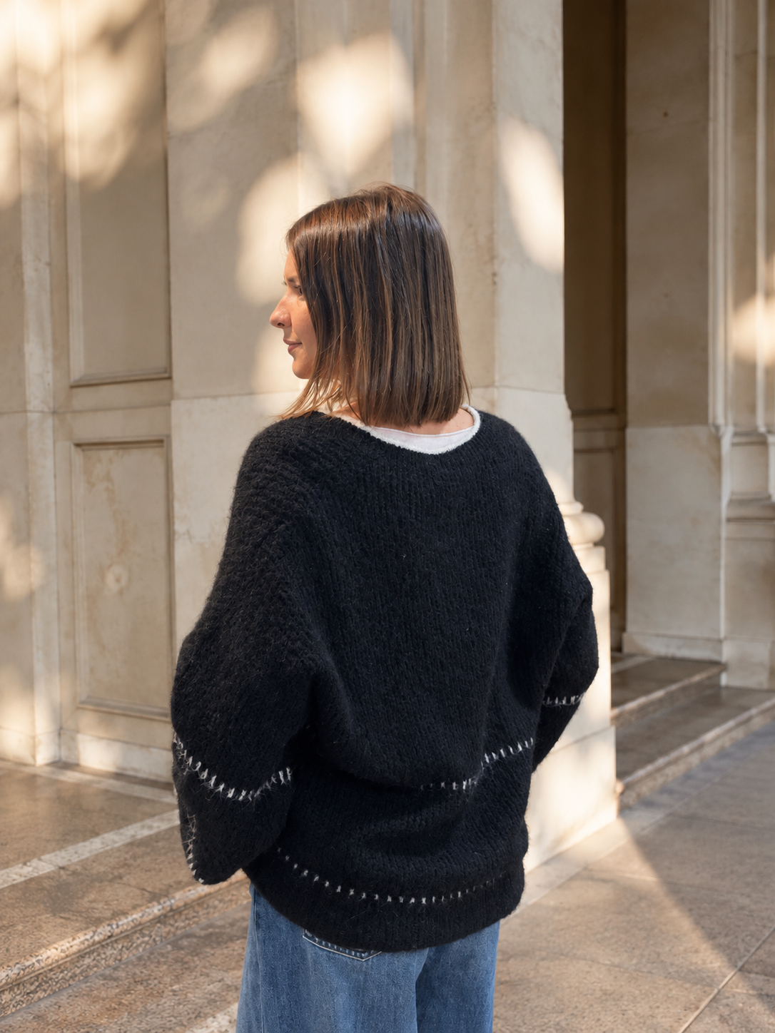 Pull oversize bohème en maille