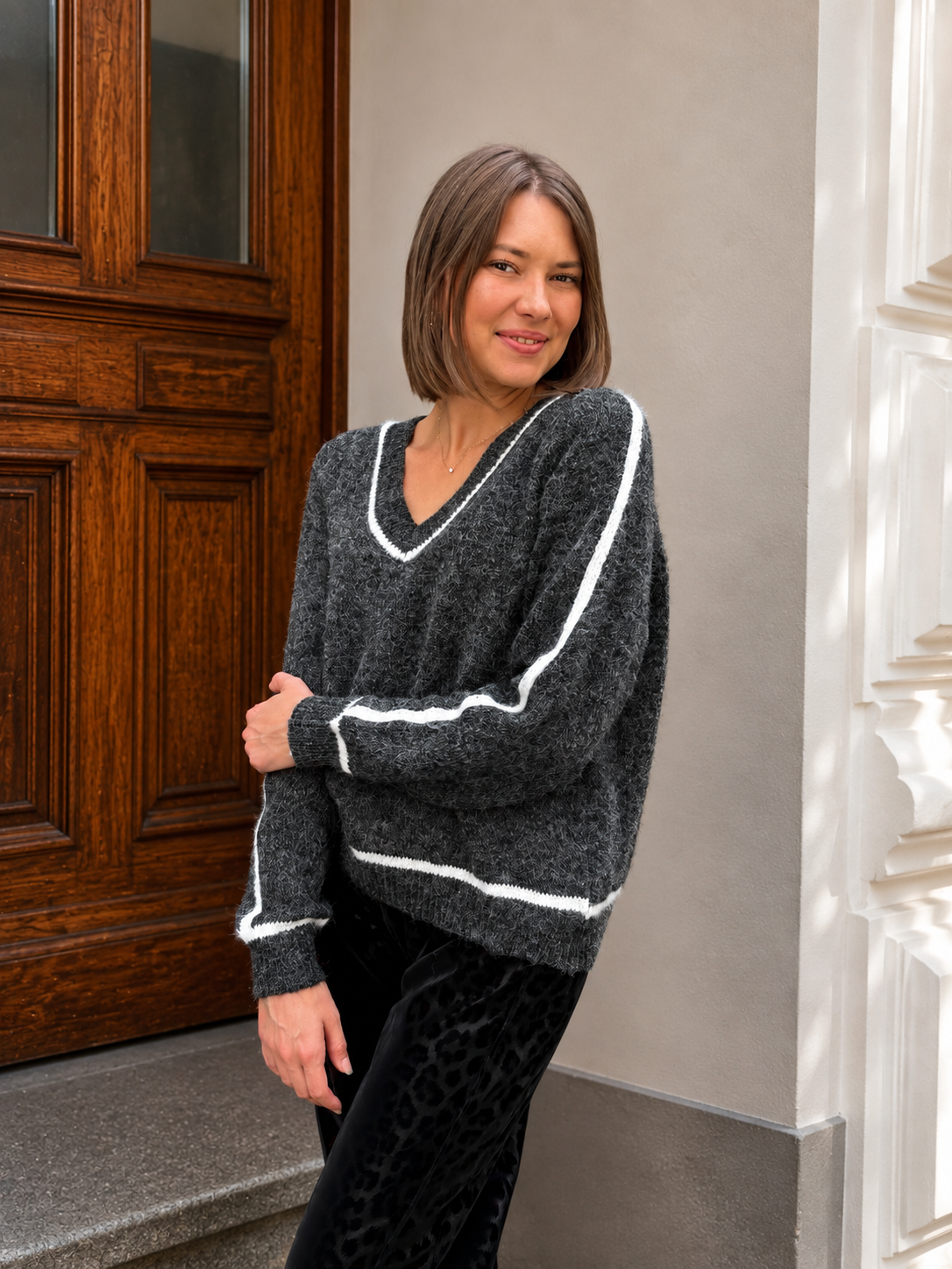 pull gris tendance pour femme