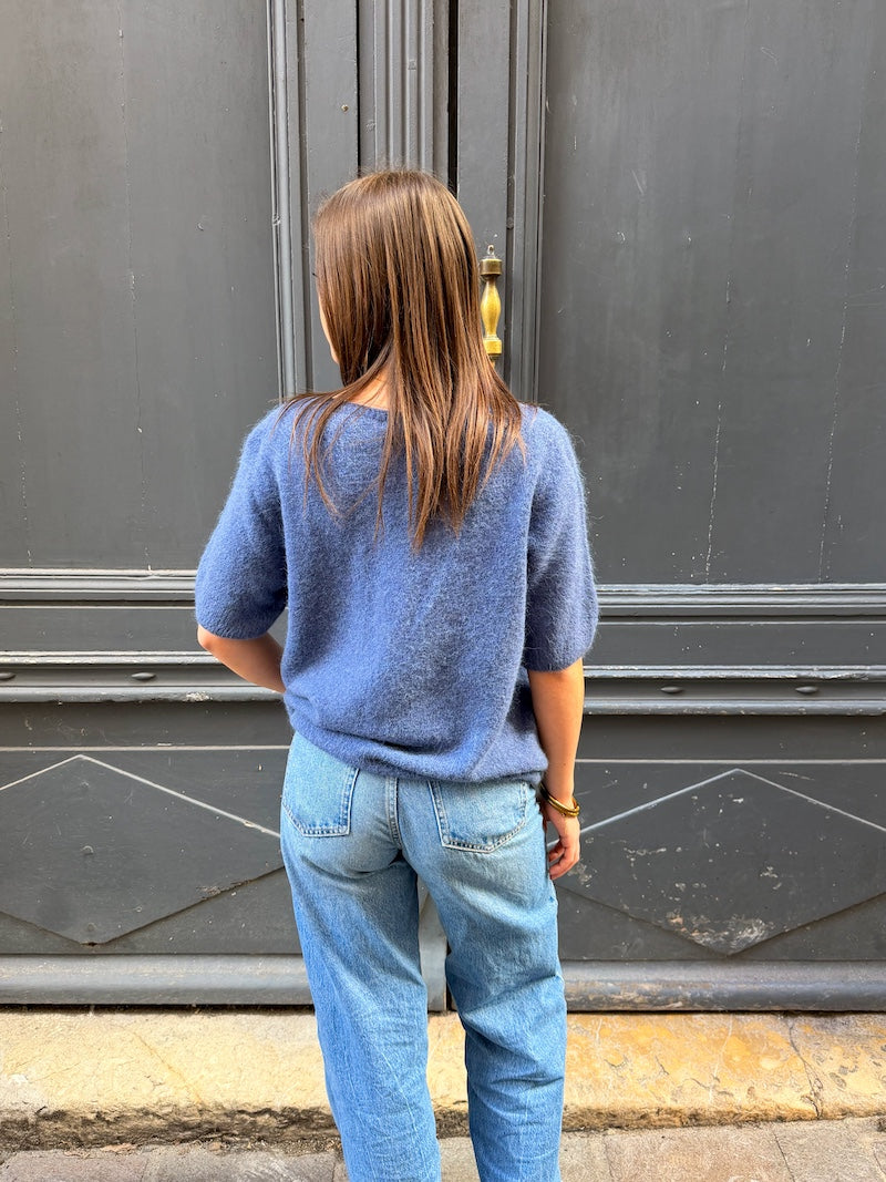 Pull à manches courtes en bébé alpaga