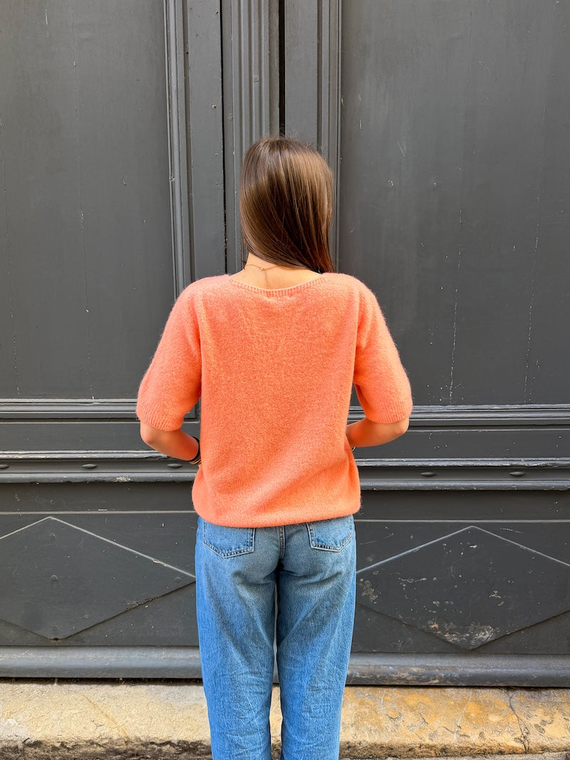 Pull à manches courtes en bébé alpaga