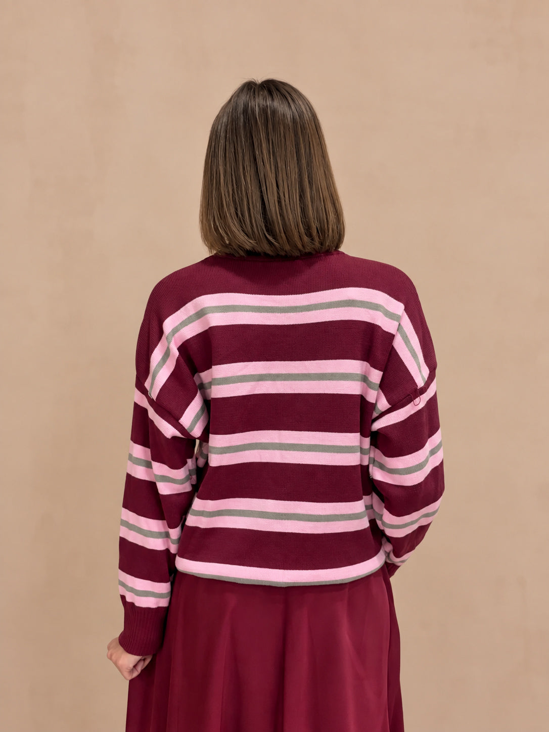 pull tendance rayé en maille à col rond pour femme