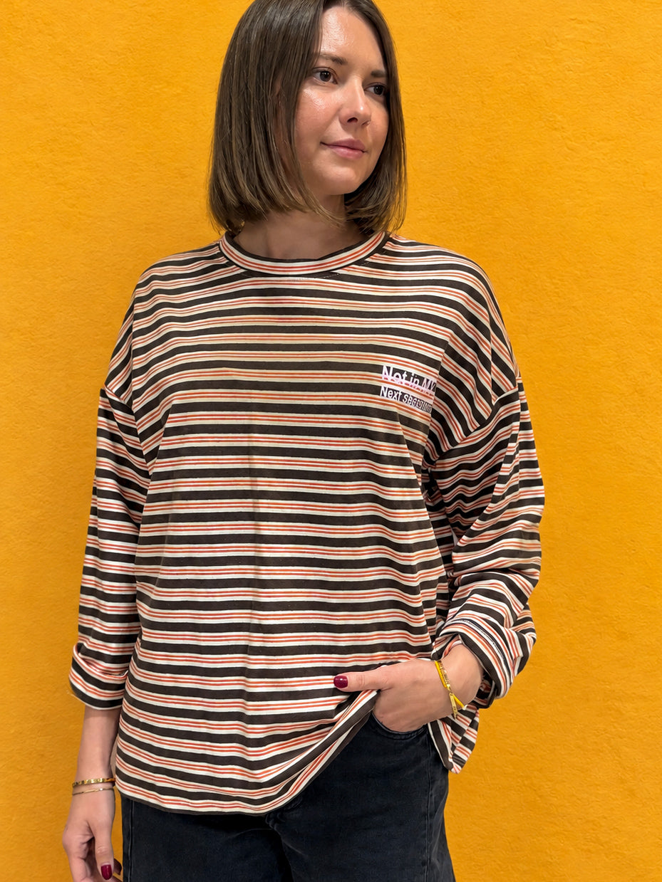 pull rayé marron tendance pour femme
