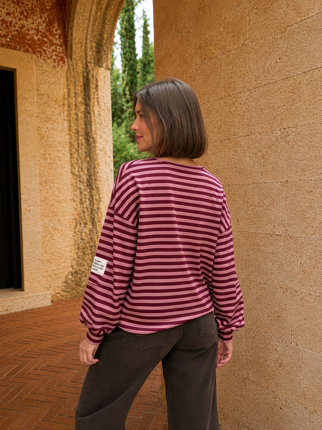 pull rayé rose et bordeaux tendance pour femme