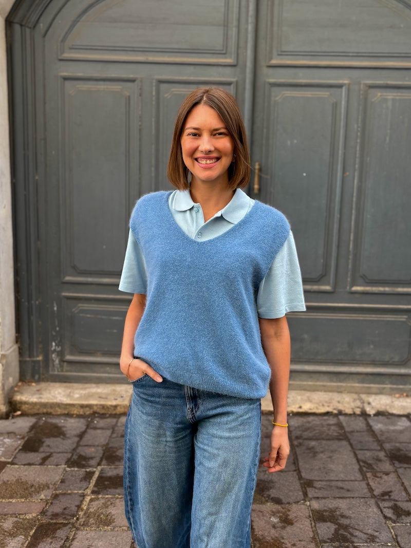 Pull sans manches en laine tendance pour femme