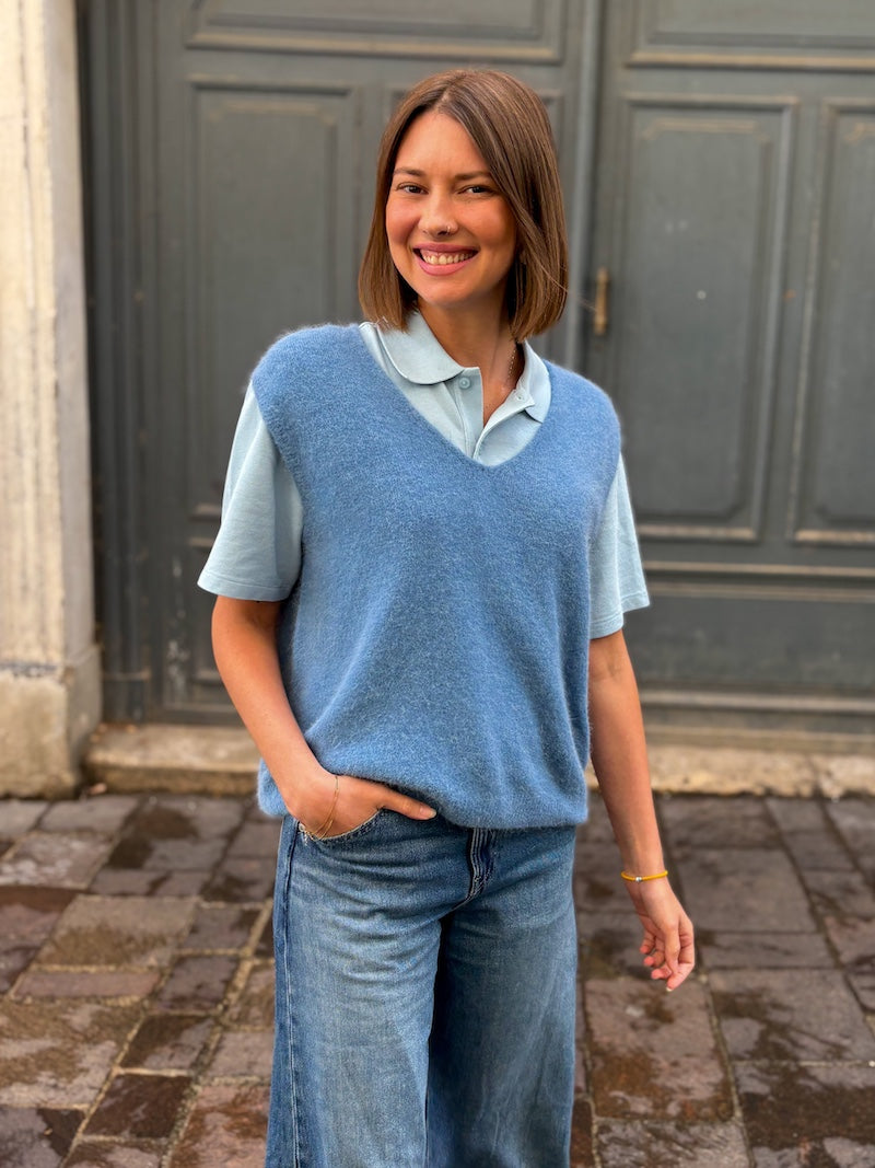 Pull sans manches en laine tendance pour femme