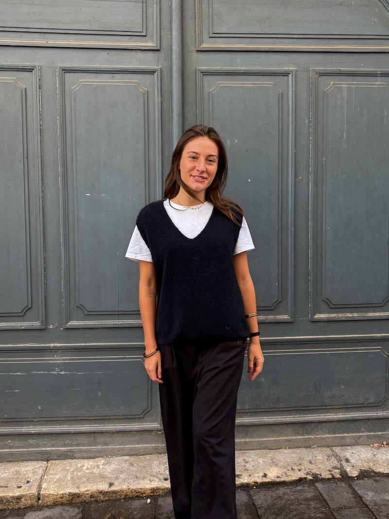 Pull sans manches en laine tendance pour femme