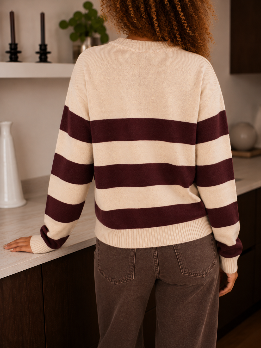 Pull rayé tendance pour femme