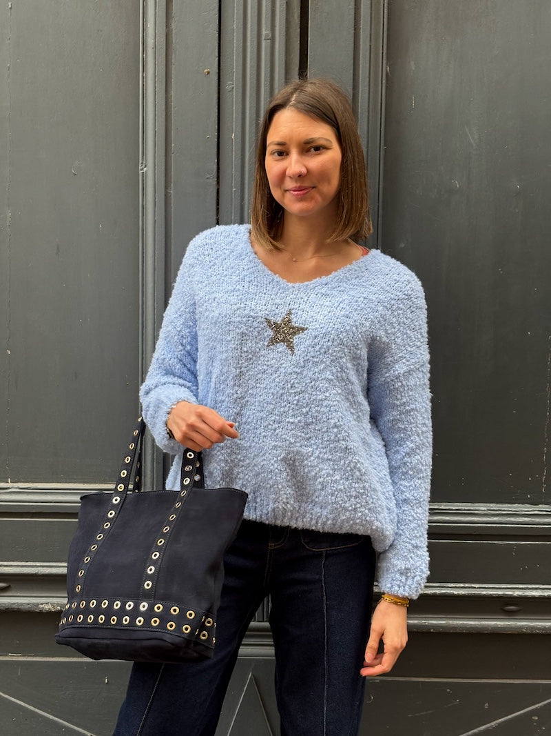 Pull jaune pastel en maille Étoile