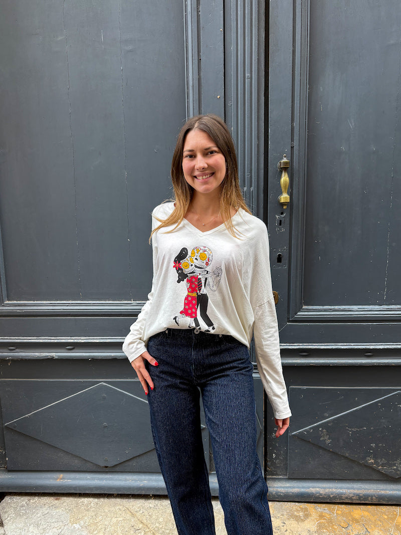 Tee-shirt blanc Calavera - Tête de mort Banditas from Marseille - Davos